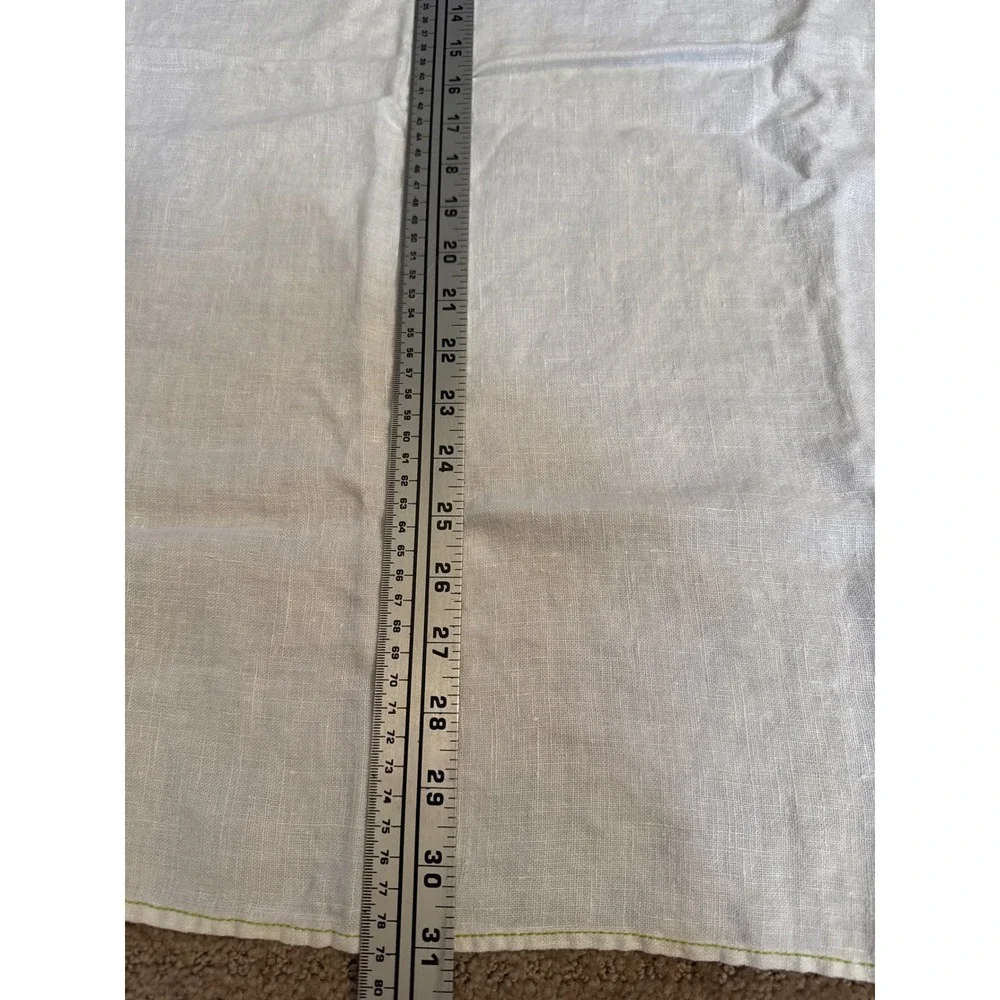 Vintage Hand Embroidered White Linen Floral Tablecloth 31x28 Cottagecore